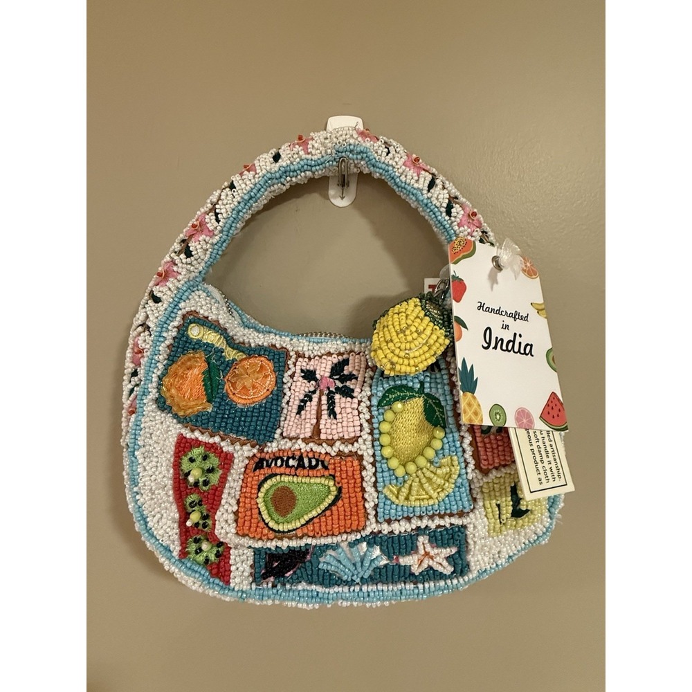 NEW RELEASE Viral Made In India Beaded Fruit Flowers And Shells Summer Bag, NWT